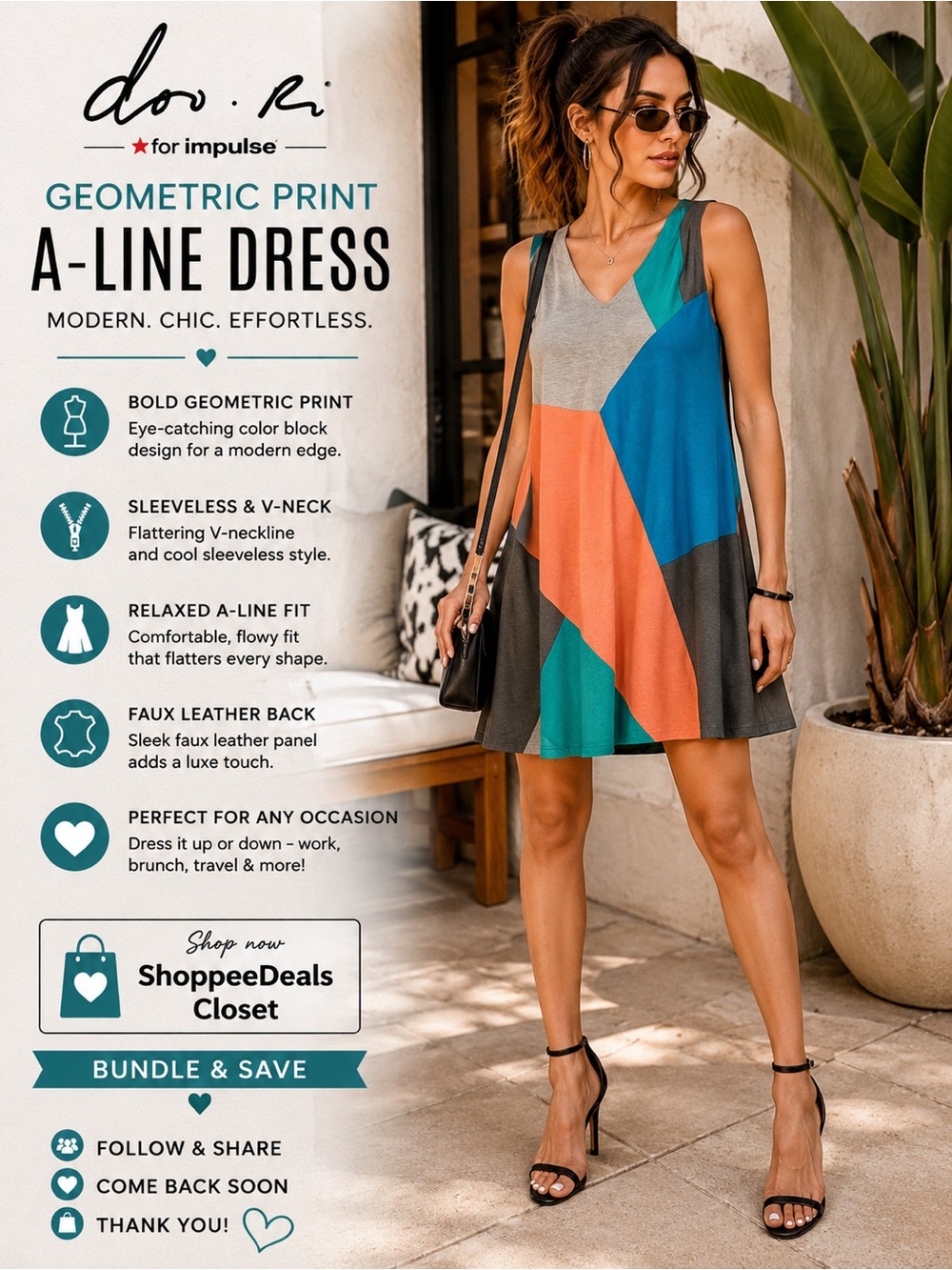 doo.ri for Impulse Geometric Print Sleeveless A-Line Dress – Women’s Small